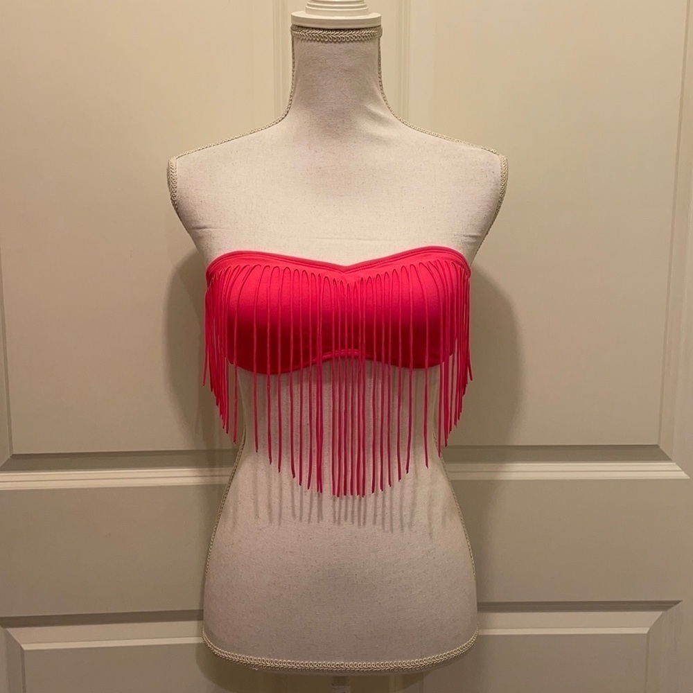 Roxy Hot Pink Fringe Bikini Top, Strapless
